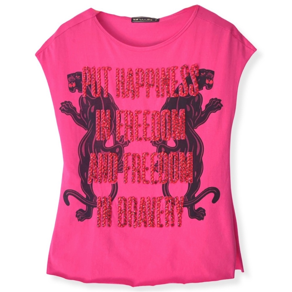 Printed and Embroidered Sleevless T-Shirt